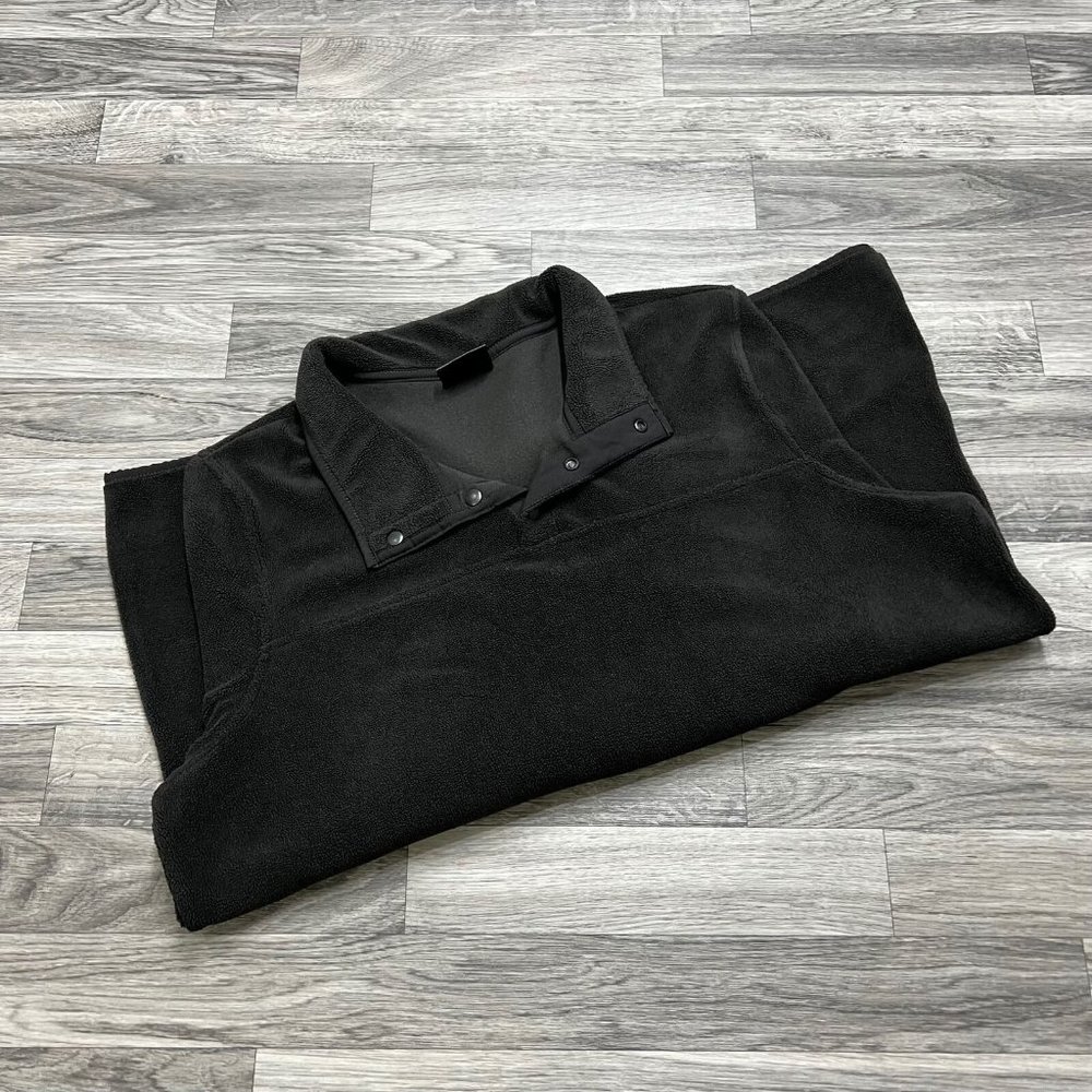 32 DEGREE HEAT Snap Button Black Pullover Fleece Jacket Men's Size Large